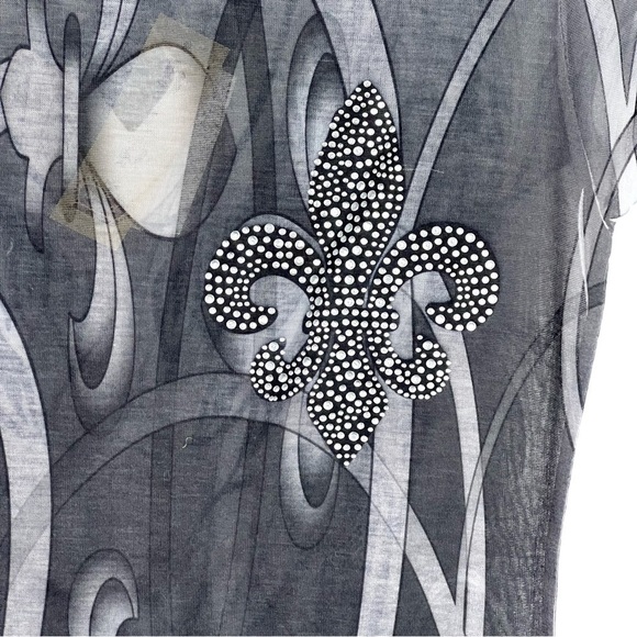 NEW-H.I.P tee brand scroll design, rhinestone FDL chick crew neck t-Shirt top - Picture 2 of 11